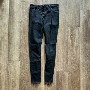 High rise black cropped skinny jeans